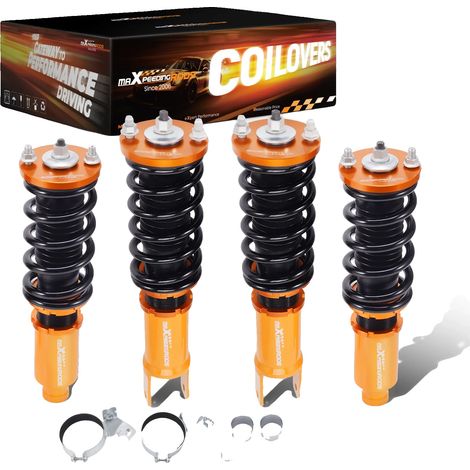 Kit de suspensión coilover, aluminio T-6061 mecanizado, ajuste de altura de 2,5 a 7,6 cm, muelles helicoidales de acero 55CrSi, compatible con coches compactos de 1988 a 1991, incluye accesorios de in (1/5)
