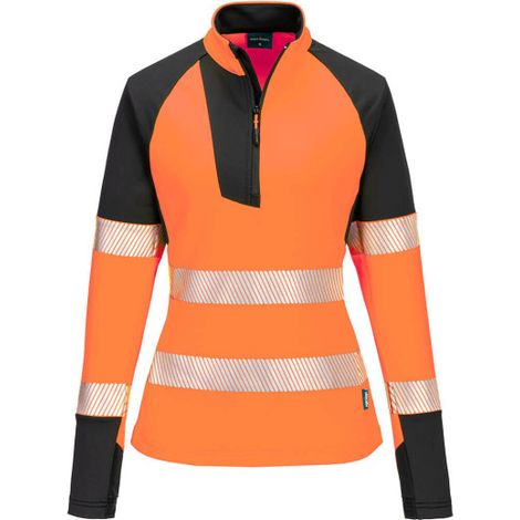 Sudadera de alta visibilidad PW3 con cremallera 1/4 para mujer T173 XXXL Naranja/Negro (1/2)