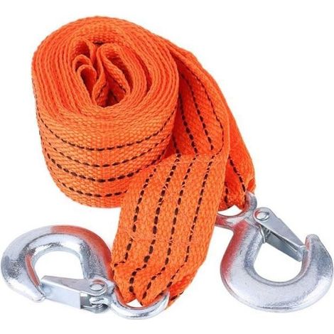 (Orange) Abschleppgurt, Tragfähigkeit 3 Tonnen – 4 m x 4 cm – Hochfestes Nylon und Schmiedeeisen (1/4)