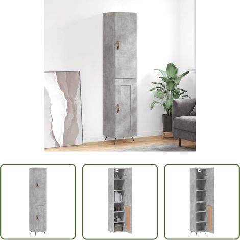 Holzwerkstoff - Highboard Betongrau 34,5x34x180 cm Holzwerkstoff (1/5)