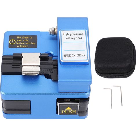 Machine de découpe de fibres thermofusibles, couperet optique, outil de coupe de fil FTTH, Angle de 0.6 degrés, 16 faces d'extrémité, fixation 3 en 1 bleue (1/5)