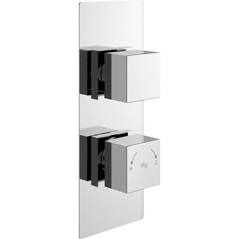 Hudson Reed Chrome Square Twin Concealed Thermostatic Shower Valve and Diverter with 2 Outlets - SQRTW02 (1/3)