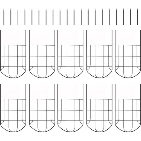 Filiyano-Lot de 10 panneaux de clôture de jardin en métal arqués, barrière anti-animaux pour jardins et terrasses (1/5)