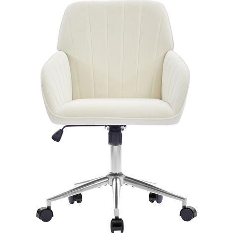 Sedia da ufficio girevole ergonomica regolabile in altezza in velluto bianco con schienale MODENUIT (1/5)