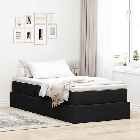 Aufbewahrungsbett mit Matratze Schwarz 90 x 190 cm Polyester