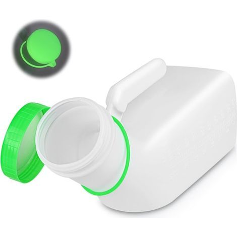Bouteille à urine pour hommes, bouteille lumineuse de 1000 ml pour les voyages et l'incontinence, verte (1/4)