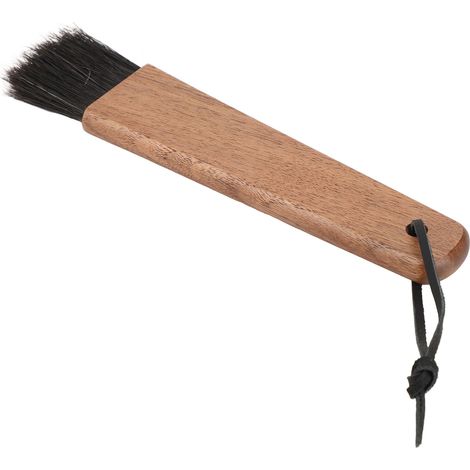 Brosse de nettoyage café en noyer, pinceau à café à manche plat en soies de porc noir, outil d’entretien pour moulin à café, bois de noyer et soies noires (1/5)