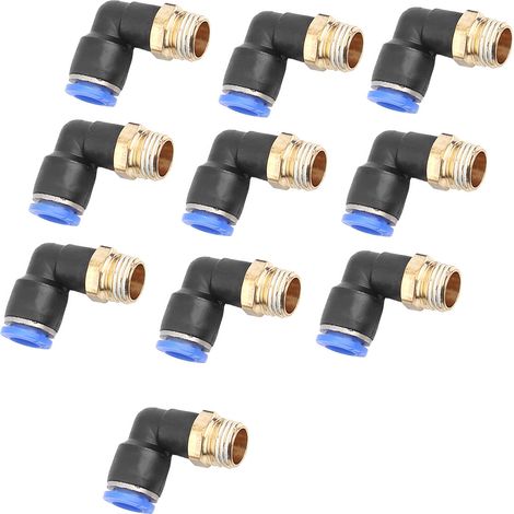 Lot de 10 raccords pneumatiques coudés à connexion rapide, adaptateurs pour air comprimé, diamètre 8 mm, filetage G1/4 (1/5)