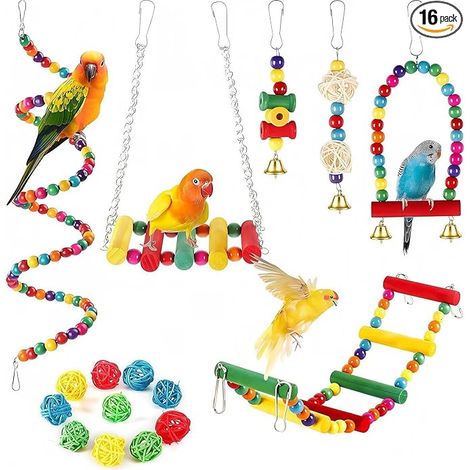 Jouet Perroquet Jouet pour Perruche, Jouet Perruche Calopsitte Jouets pour Oiseaux, Jouet Oiseau Volière Jouet à Suspendre pour Perroquet (1/5)