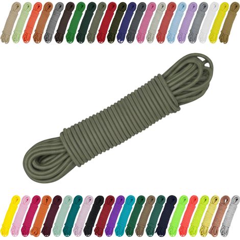 Cordon élastique en caoutchouc 2 mm, 3 mm pour couture, bricolage et extérieur – Caoutchouc rond, corde d'expansion, élastique (170), vert olive clair, 3 mm x 10 m (1/5)