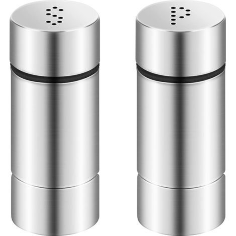2 Pièces Salière et Poivrière, Secoueurs à Epices en Acier Inoxydable, Saupoudreuse à Epices, Shaker à Epices, Shaker à Sucre, Bouteille à Epices Portable en Acier Inoxydable pour Poudre (1/5)