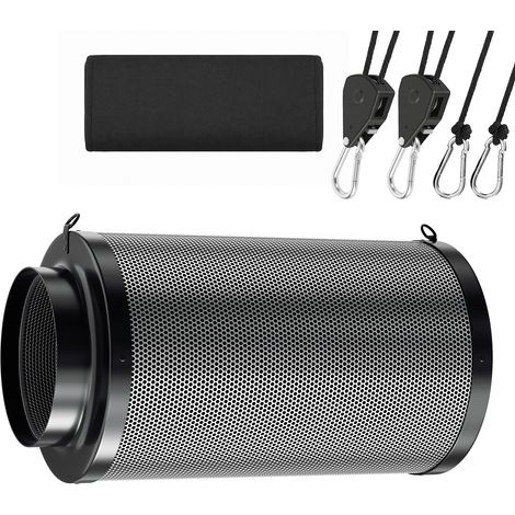 Wolketon Filtro de carbón activo 200500mm, filtro carbono antiolor para grow box extractor aire con prefiltro (1/5)