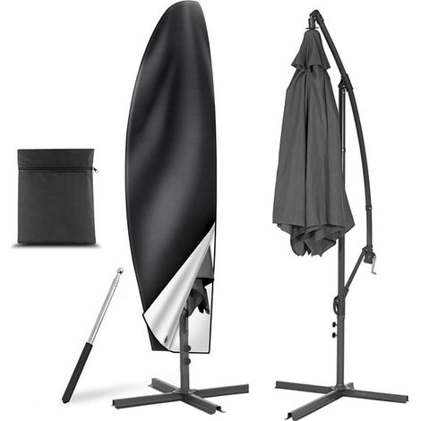 Telo di copertura per ombrellone - Telo di copertura decentrato per ombrellone con asta telescopica in tessuto Oxford 210D, impermeabile, antivento, anti-UV - per ombrelloni da giardino - 265 x 40/70/ (1/3)