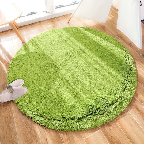 Tapis de Salon Moderne, décoration de la Maison, Tapis de Chambre en Velours Rond en Peluche Super Doux, Tapis d'intérieur Doux et Moelleux (Vert, 120x120 cm)-Fei Yu (1/4)