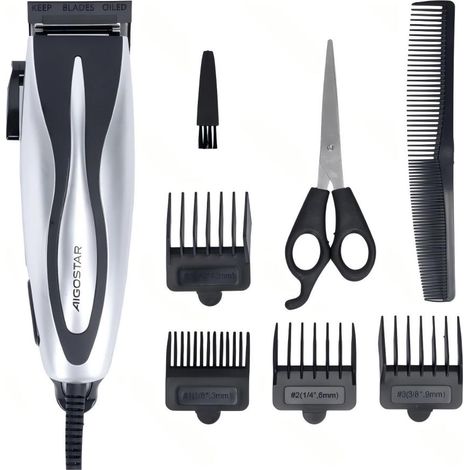 Tondeuse à cheveux électrique Aigostar 10W, kit complet pour la coupe de cheveux à domicile, avec accessoires