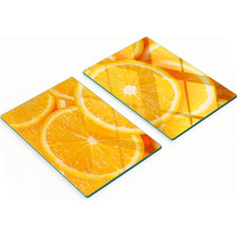 Elegantes y resistentes pizarras de vidrio con estampado de rodajas de naranja, 2x40x52 cm. (1/5)