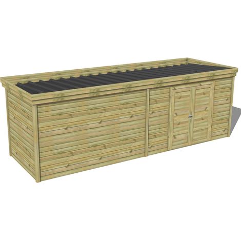 ABRI DE JARDIN bois traité 27mm, 7,3x2,1m, 16m2