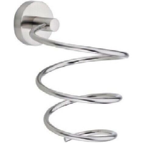 PORTA PHON A SPIRALE A MURO O PARETE ACCIAIO ASCIUGACAPELLI ACCESSORI BAGNO