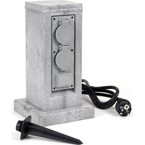 Colonne de prises quadruple IP44, Prise de jardin grise pour extérieur (1/3)