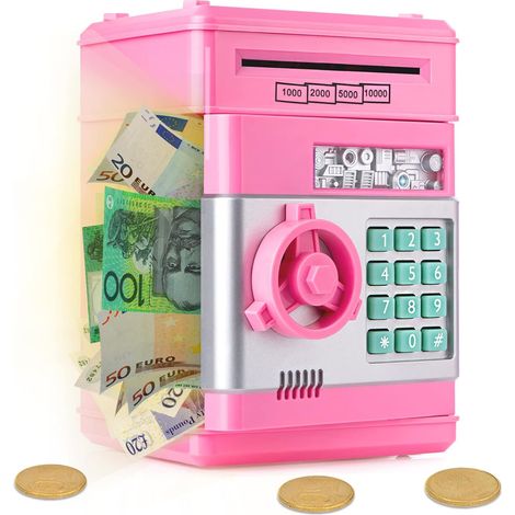 Tirelire électronique, coffre-fort pour pièces, distributeur automatique de billets pour enfants, tirelire avec protection par mot de passe, rouleau de billets automatique, cadeau d'anniversaire pour 