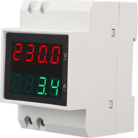 Voltmeter und Amperemeter mit 4-stelliger Anzeige zur DIN-Schienenmontage, einphasiges Spannungs- und Strommessgerät, 0,1–99,9 A, AC 80–300 V (1/5)