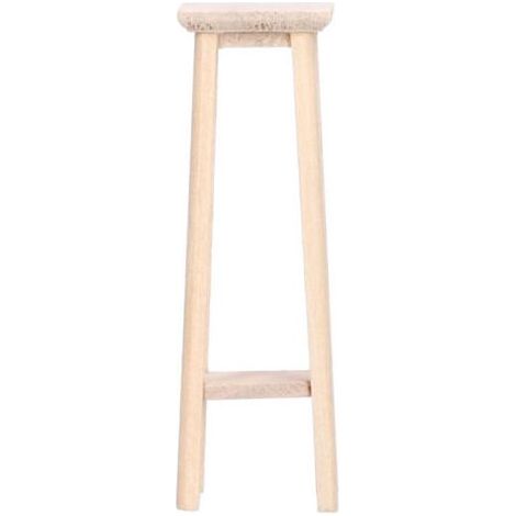 Pair Tabouret de Bar en Bois Miniature 1:12 pour Maison de Poupée - Accessoire Décoratif Modèle Réduit (1/5)