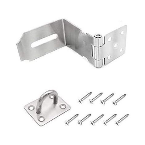 5 Inch 2Pcs Stainless Steel Door Latch, Thickened Padlock Buckle, Padlock Door Hasp 90° Clasp, Right Angle Safety Lock, Security Device