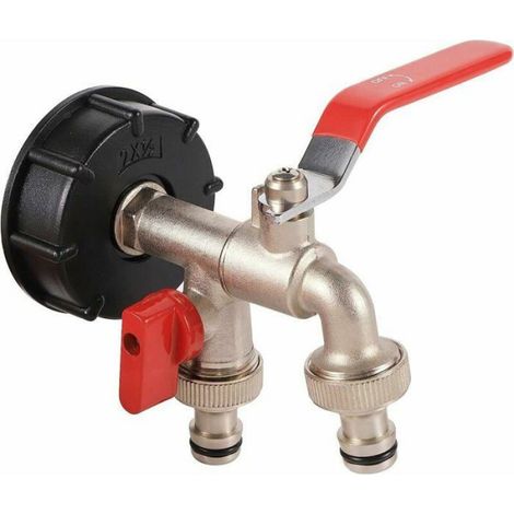 Adaptateur IBC - - S60X6 - Robinet à Boisseau Sphérique - Connecteur Tuyau Arrosage - 1/2 pouce (1/5)