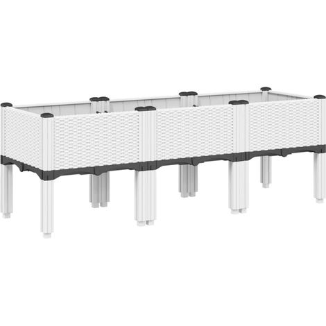 Vassoio per fioriera aiuola rialzata piante fiori terrazza giardino con piedini 120 x 40 x 42 cm PP bianco 020038149