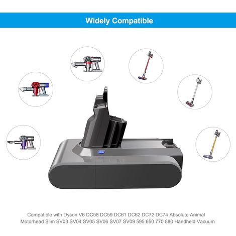 Batería de repuesto de iones de litio de 21,6 V y 4000 mAh para aspiradora inalámbrica Dyson V6 595 650 770 880 DC58 DC59 DC61 DC62 DC72 DC74 SV03 SV04 SV05 SV07 SV09 VTC4 (1/4)