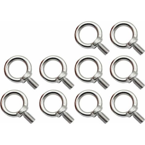 Lot de 10 boulons à œil M8 en acier inoxydable, boulons à œil antirouille, boulon à œil rond, boulon à œil rond, boulon à œil, acier inoxydable 304, pas facile à corroder. (1/5)
