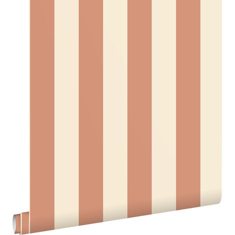 papier peint rayé rose et beige  - ESTAhome