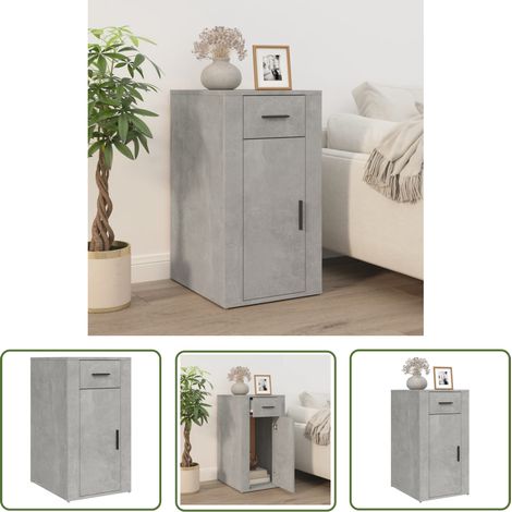 The Living Store Büroschrank Betongrau 40x49x75 cm Holzwerkstoff - Bürostuhl - Schreibtischschrank - Büroorganisation - Holzwerkstoffmöbel - Grauer Schreibtisch (1/5)