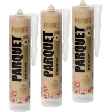 Mastic acrylique bois FOME FLEX Parquet – couleur chêne, élastique et ponçable – jointoiement parquet & plinthes – intérieur – Lot de 3 (1/5)