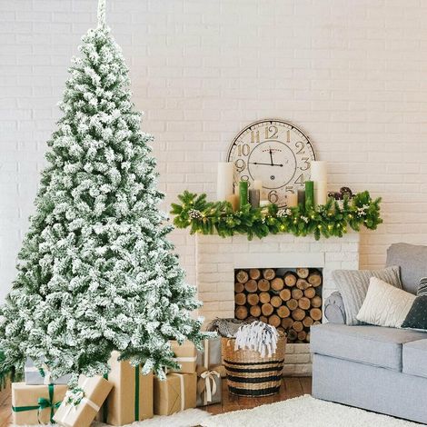 7,5 pieds sapin de Noël artificiel enneigé, 1346 branches, pour décoration de maison, magasin ou restaurant (1/5)