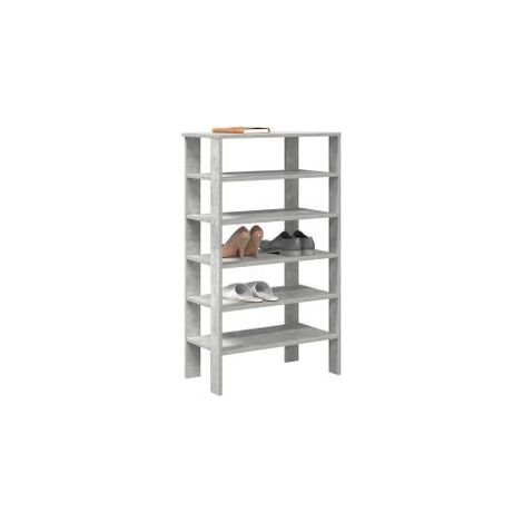 Étagère à chaussures gris béton 61x32x105 bois d'ingénierie (1/5)