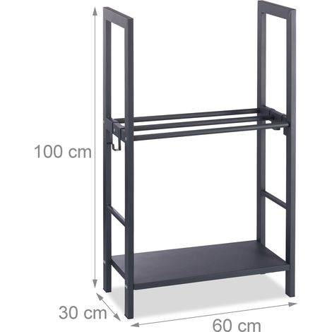 Portalegna 2 livelli stoccaggio ordinato camino 100 x 40 x 30 cm in acciaio antracite 130005530