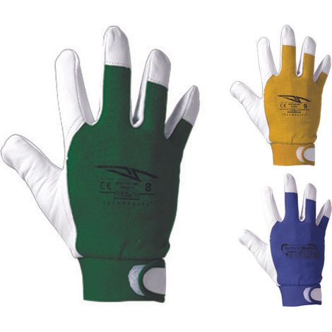 Guanti da lavoro pelle fiore ovina dorso cotone - tg. 9 giallo