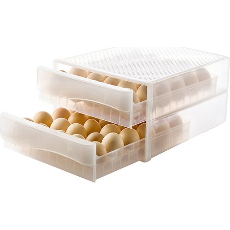 Boîte à œufs réfrigérateur 60 cases transparente double couche, rangement d'œufs (1/5)