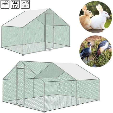 EINFEBEN Poulailler XXL Enclos d'extérieur beaucoup d'espace pour poules, lapins et autres petits animaux, cadre en acier 3 x 6 x 2 m (1/5)