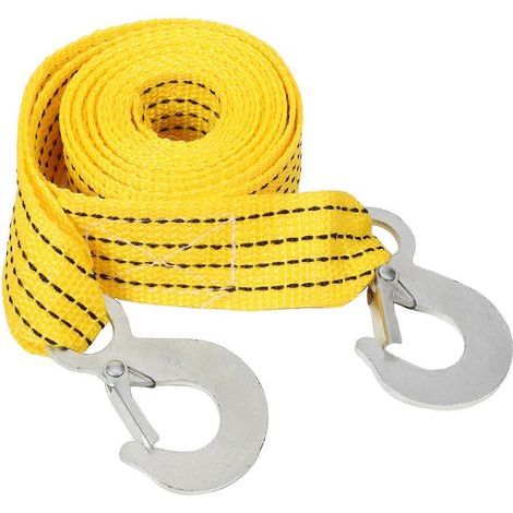 Abschleppseil für Auto und Anhänger, praktisches und robustes Outdoor-Notfallset, doppelwandiges Nylon-Abschleppseil (gelb, Adlerhaken) – 300,00 x 4,50 x 1,00 cm – Gelb (1/4)