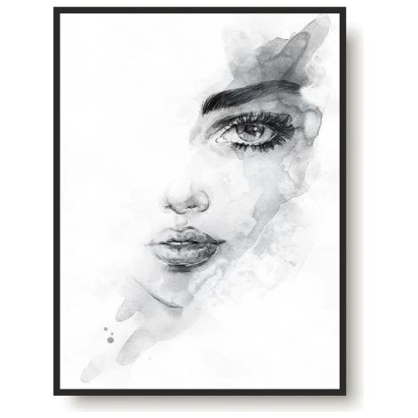 Modernes Poster Wandbild Frau Schwarzer Rahmen für Wohnzimmer Schlafzimmer (1/5)