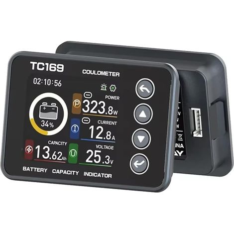 TC169 Coulombmètre de Haute Précision DC6-60V Testeur de Capacité de Batterie au Lithium Indicateur Écran Couleur Compteur de Puissance Ampèremètre (1/5)