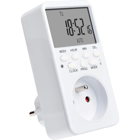 Programador De Enchufe Digital - Temporizador Semanal De 24 H - 20 Programas - Pantalla Lcd - Ahorro De Energía - 1 Unidad (1/5)