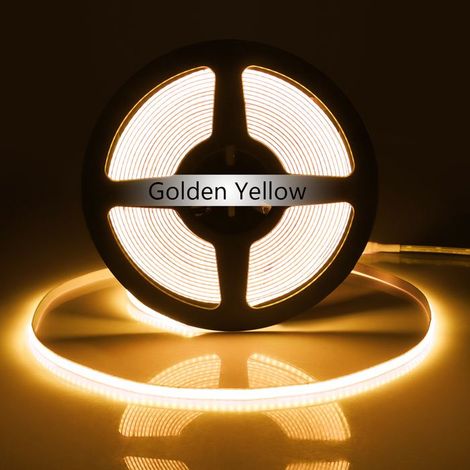 3 m Guirlande LED COB, bande néon flexible haute densité jaune, 12 V, 320 LED/m, pour décoration intérieure chambre et mur TV