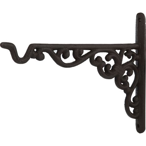 Gancio in ghisa marrone scuro 24,5x18x2cm – Design robusto e resistente alle intemperie – Ideale per appendere piante e decorazioni su balcone, terrazzo o giardino (1/5)