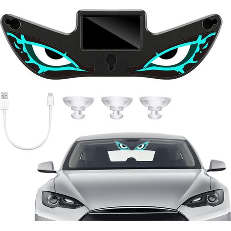 Solar Light Eyes for Car Window Wireless Dynamic Eyes Warning Light Rechargeable LED Eyes Light for Cars Windshield - 1pc (1/5)