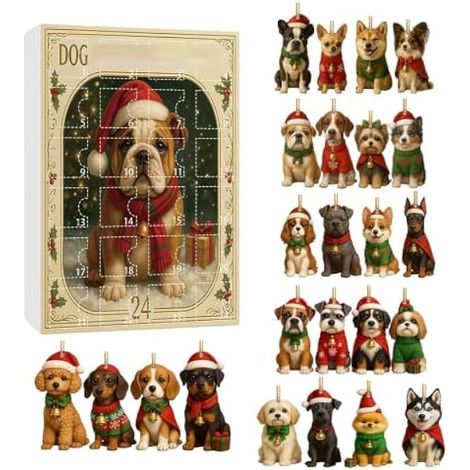 Décoration de l'Avent de Noël pour les amoureux des chiens 2D en acrylique (1/5)