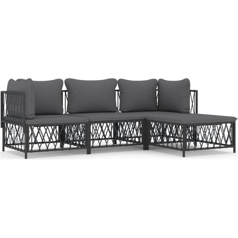 Maison Exclusive - Set Salotto da Giardino 4 pz con Cuscini in Acciaio Antracite (1/5)