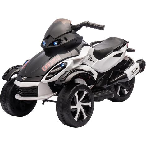 12V Kids Electric Motorcycle With Dual Motors, LED Lights, USB Port, Music Player, 4 Km/H Speed, Battery Powered, 3 Wheel Design, 3-8 Years(White) (1/5)